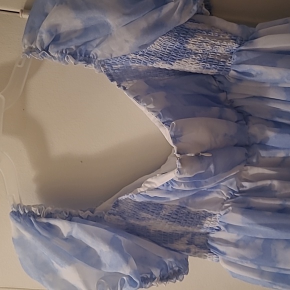 Unique Vintage Plus Size Sky Blue and White Dress - Picture 5 of 5